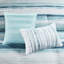 Ensemble de literie en seersucker 8 pièces pour lit double / grand lit à imprimé aquarelle apaisant bleu orage, 2 taies décoratives bleu sarcelle, 3 coussins décoratifs pour chambre à coucher avec édredon matelassé-120945241-120945243