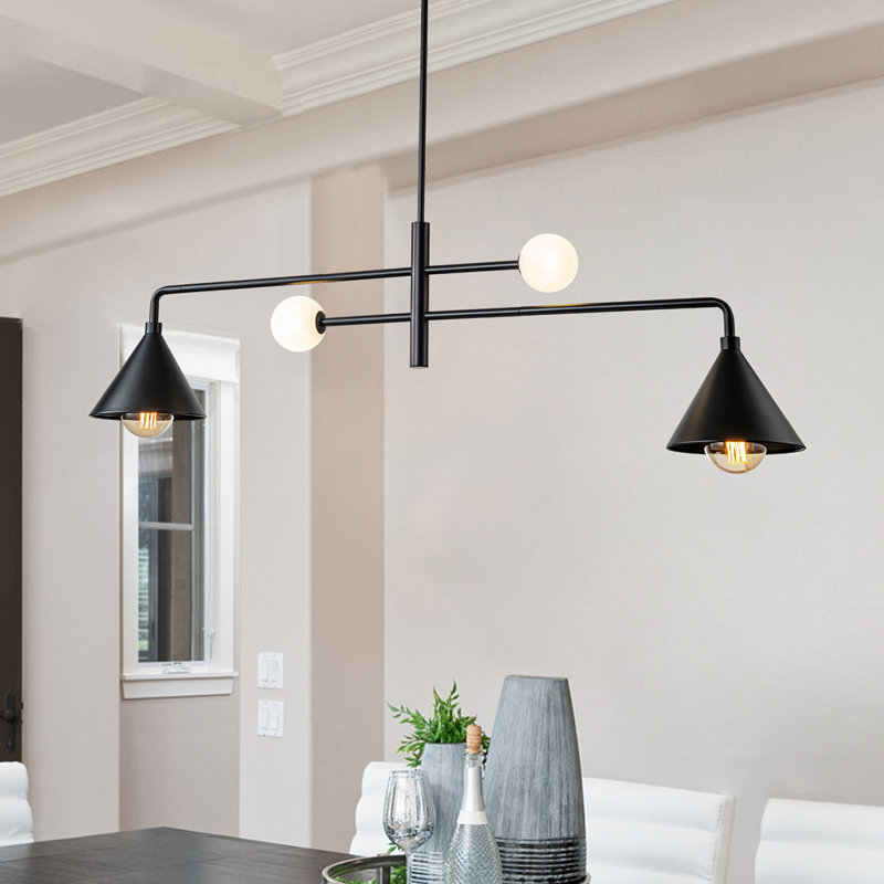 4 - Light Gold Kitchen Island Pendant, Black