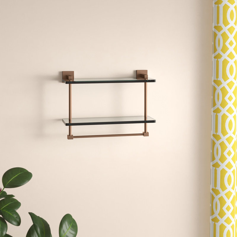 Haranu 2 Piece Tiered Shelf with Towel Bar, Brushed Bronze, 11.7" H x 16" W x 5.7" D
