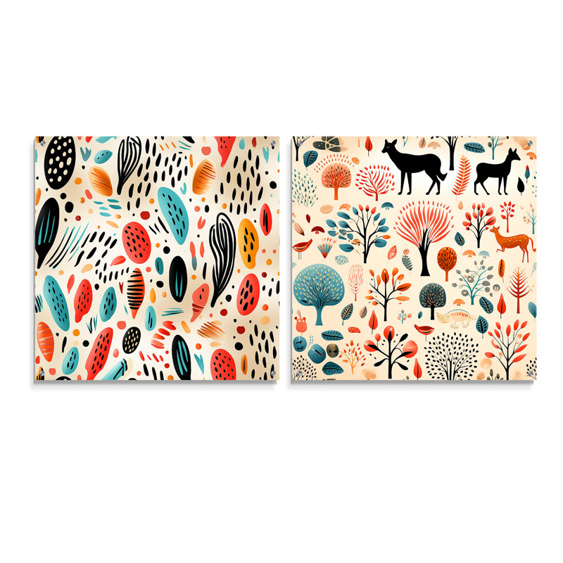 Violetta - animaux, ensemble de 2 verres muraux en acrylique, H 16 po x l 33 po