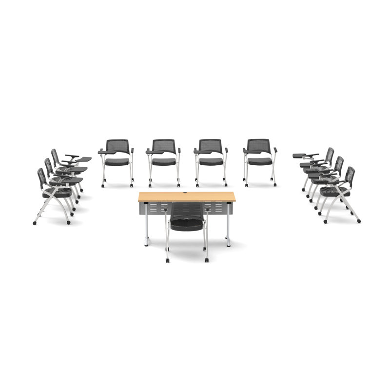 Novelty 11 Person Flip Top 22'' L Modular Training Table and Chair Set with Casters and Modesty Panel