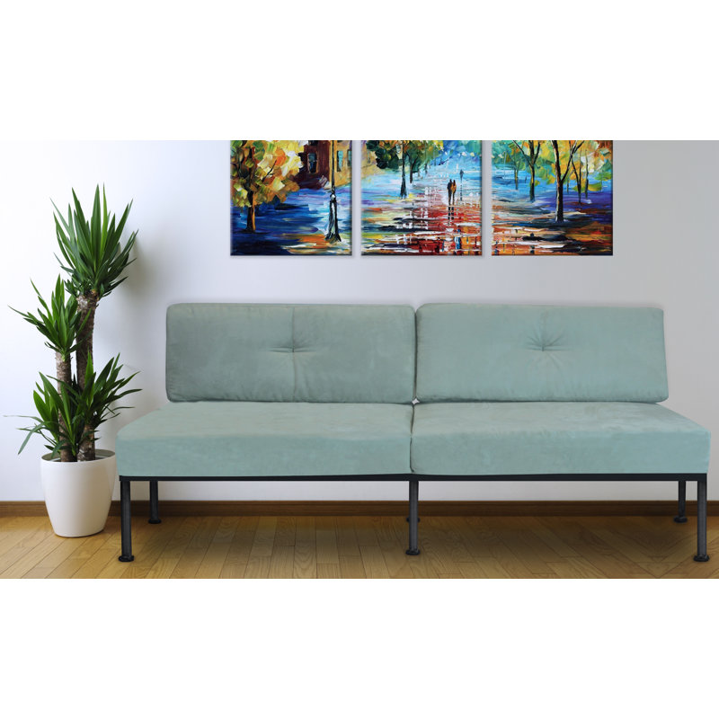 Upholstered 72'' Sofa, Sea Foam Microfiber/Microsuede