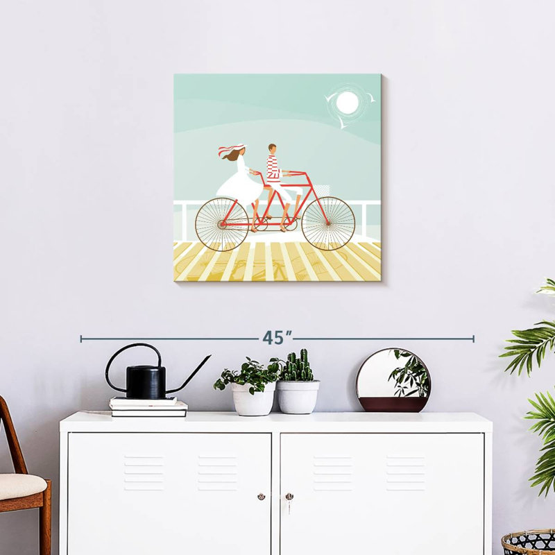 Senne, couple d'été à vélo, H 24 po x l 24 po