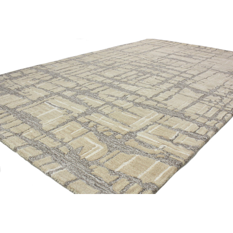 Zen Abstract Taupe Wool 5' x 7' Hand-Tufted Area Rug