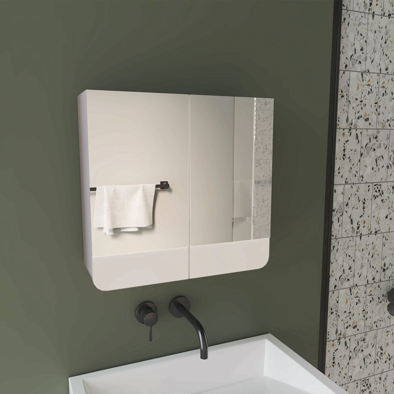 Armoire à pharmacie à miroir avec tablettes intérieures, solution de rangement et organisateur de salle de bain moderne, blanc