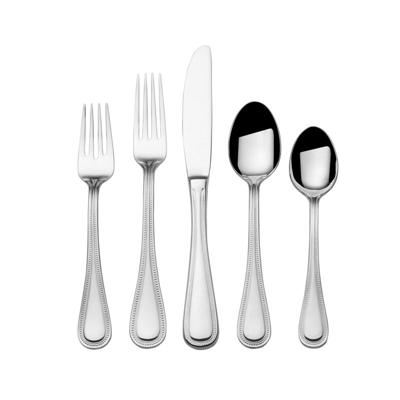 Towle Beaded Antique 45-Piece Stainless Steel Flatware Set, Service for 8