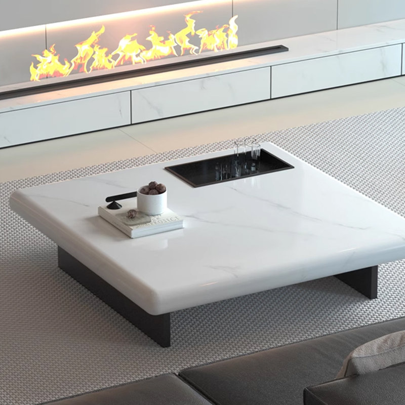 Table basse simple et luxueuse en marbre, H 12,59 po x L 39,37 po x l 39,37 po