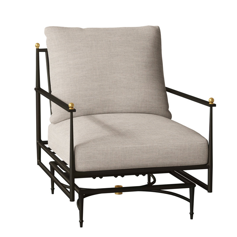 Roma Patio Armchair with Cushions, Dove Sunbrella® Linen, No Welt, Standard Plus