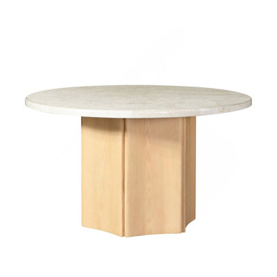 Table de salle à manger en marbre naturel et chêne exquis pour une expérience culinaire élégante