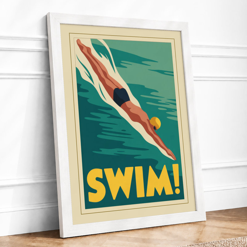 Dive into Action Art Deco - Framed Print, A4 - 29.7 x 21.0 cm, White