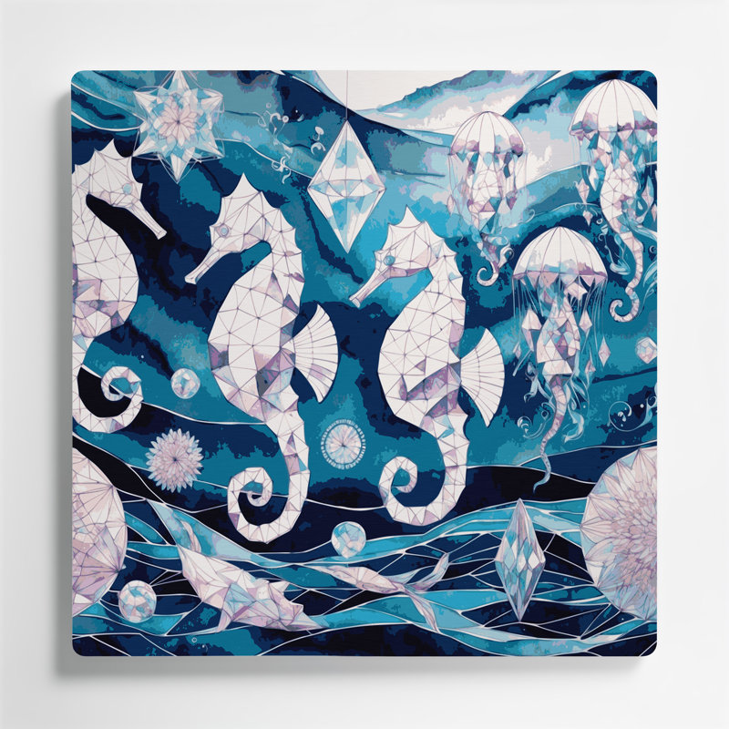 Art mural en métal bleu nautique, H 8 po x l 8 po