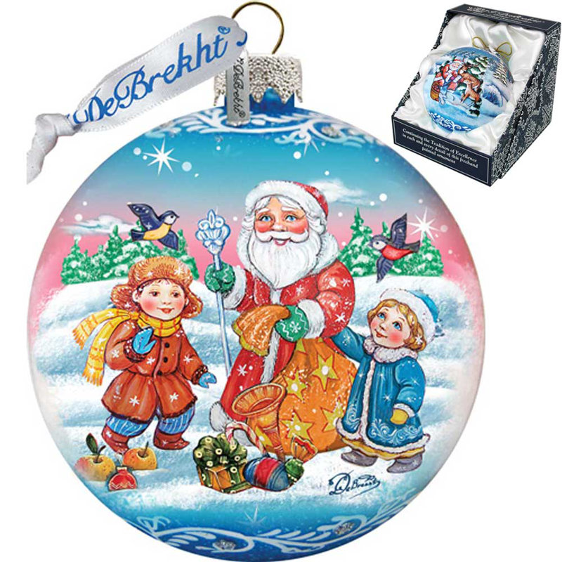 Holiday 3.5'' Handmade Glass Ball Ornament