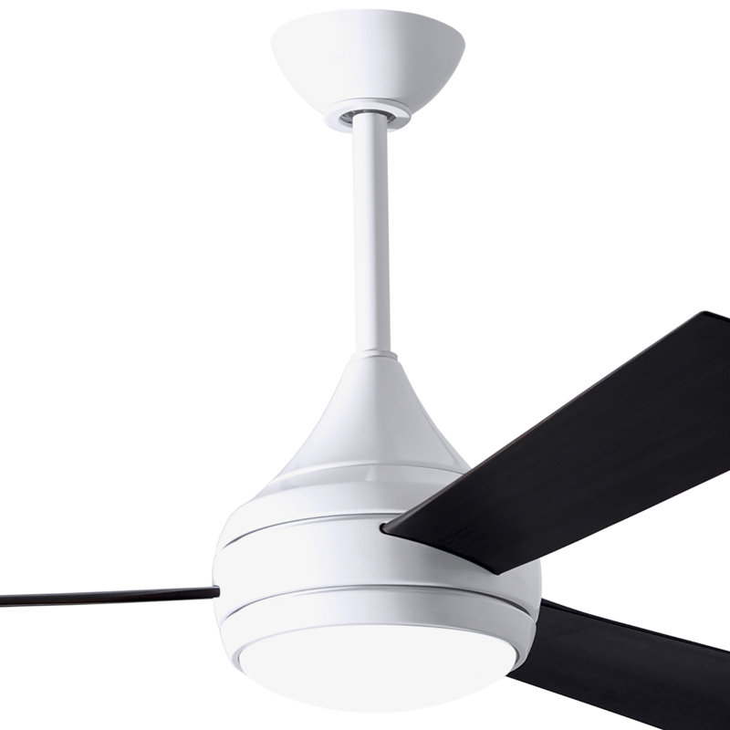 Donaire 52'' Ceiling Fan with LED Lights, Gloss White, Matte Black