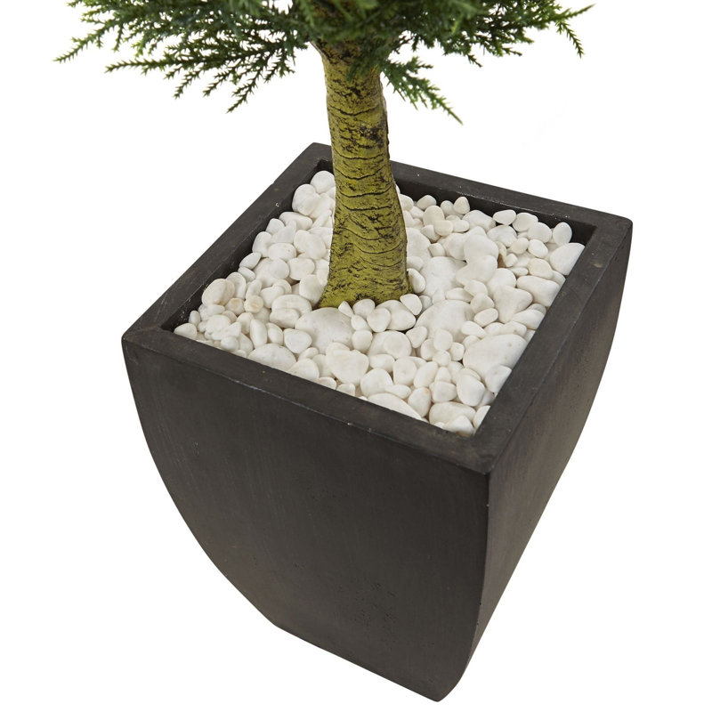 Cypress Topiary Artificial Tree with Black Planter