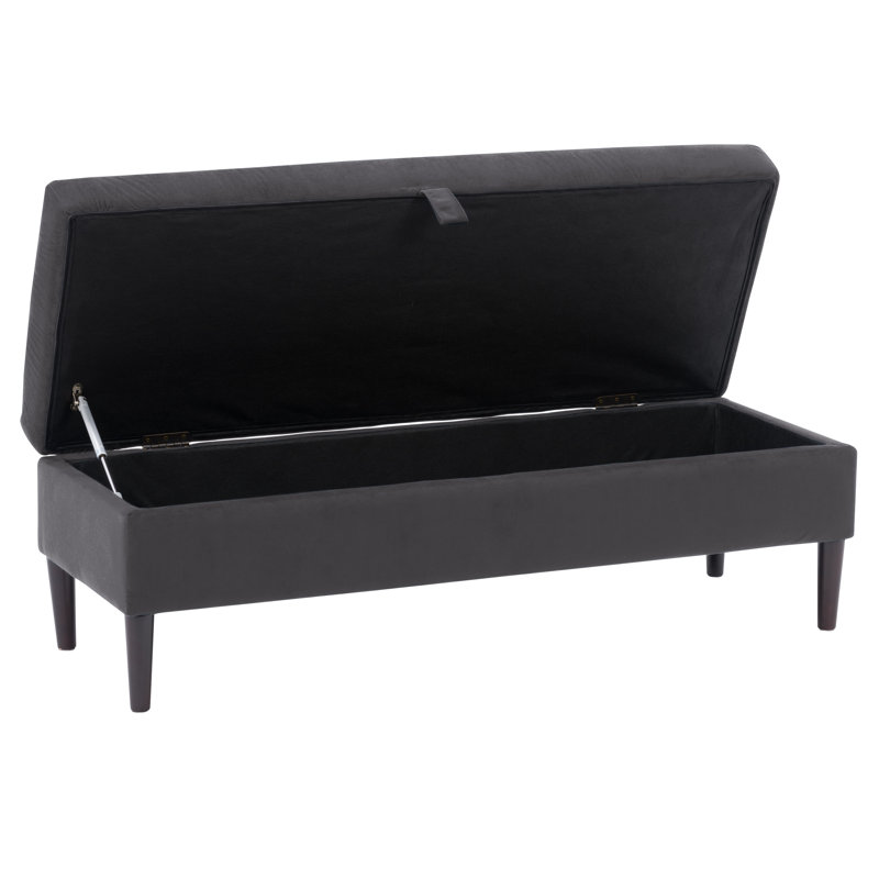 Banc de rangement à couvercle rabattable rembourré, Mélange de polyester gris foncé