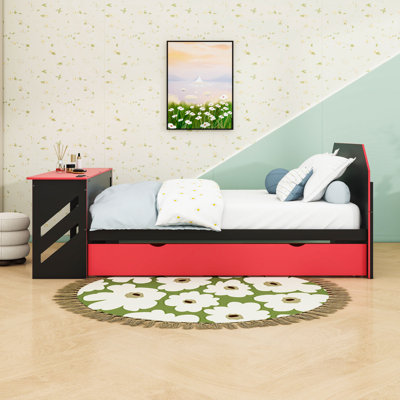 Lit de jour double avec lit gigogne simple et bureau USB