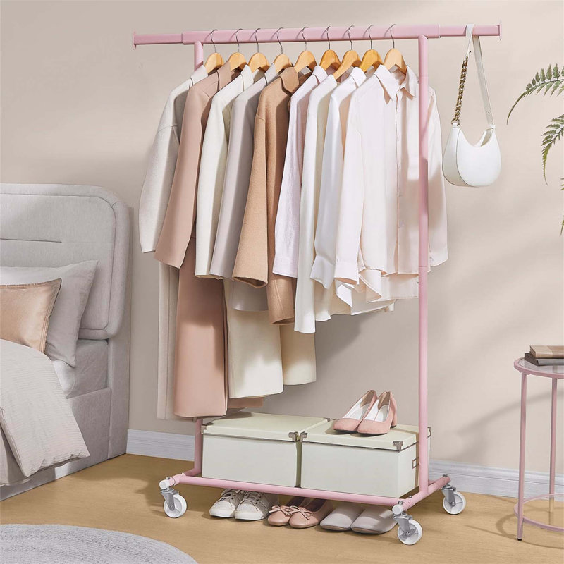 Bonville Adjustable Rolling Clothing Rack, Pink