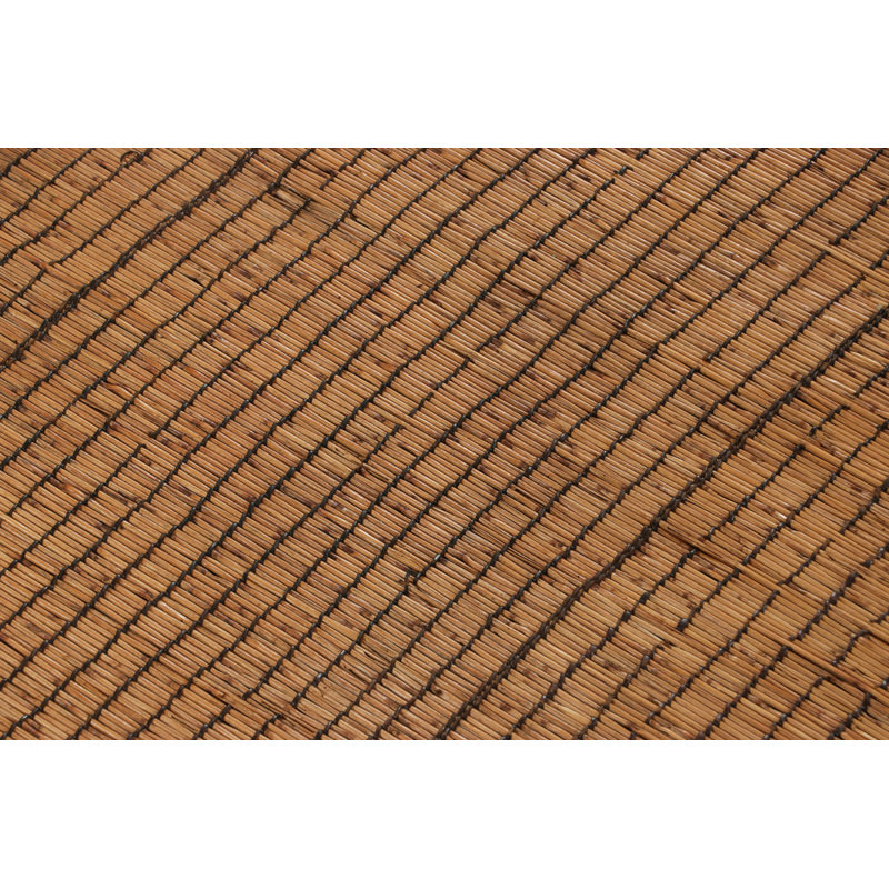 Vintage Tuareg Mat Runner, Warm And Rich Gold And Brown Stripes - Rug & Kilim
