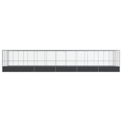 vidaXL Aviary Silver and Anthracite Galvanized Steel Large Aviary