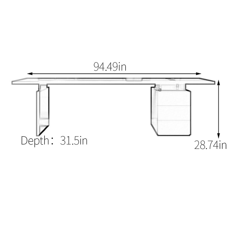Gerber, 28.74" H x 94.49" W x 31.5" D