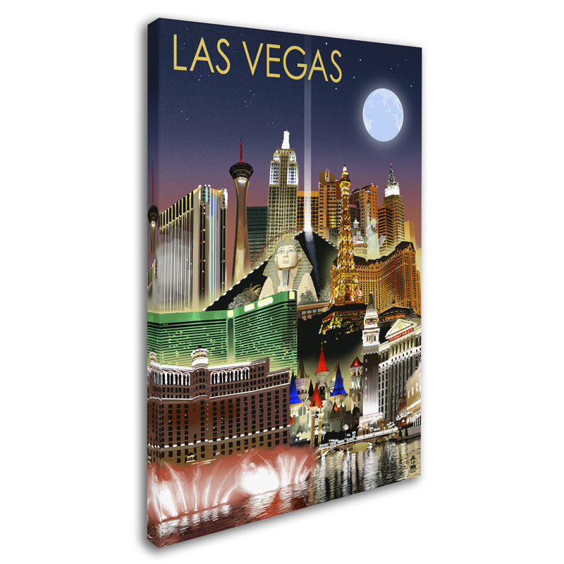 Publicité rétro sur toile Kadey «Los Vegas», H 32 po x l 22 po x P 2 po