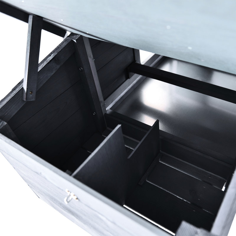 Cage à poulet 59 po, bois gris - pour l'extérieur, avec 2 portes, nichoir et plateau de propreté, poulailler en bois, construction, boîte, débris amovibles