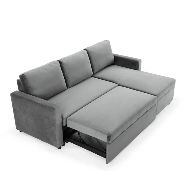 Tannum 3 Seater Velvet Sofa Bed, Grey