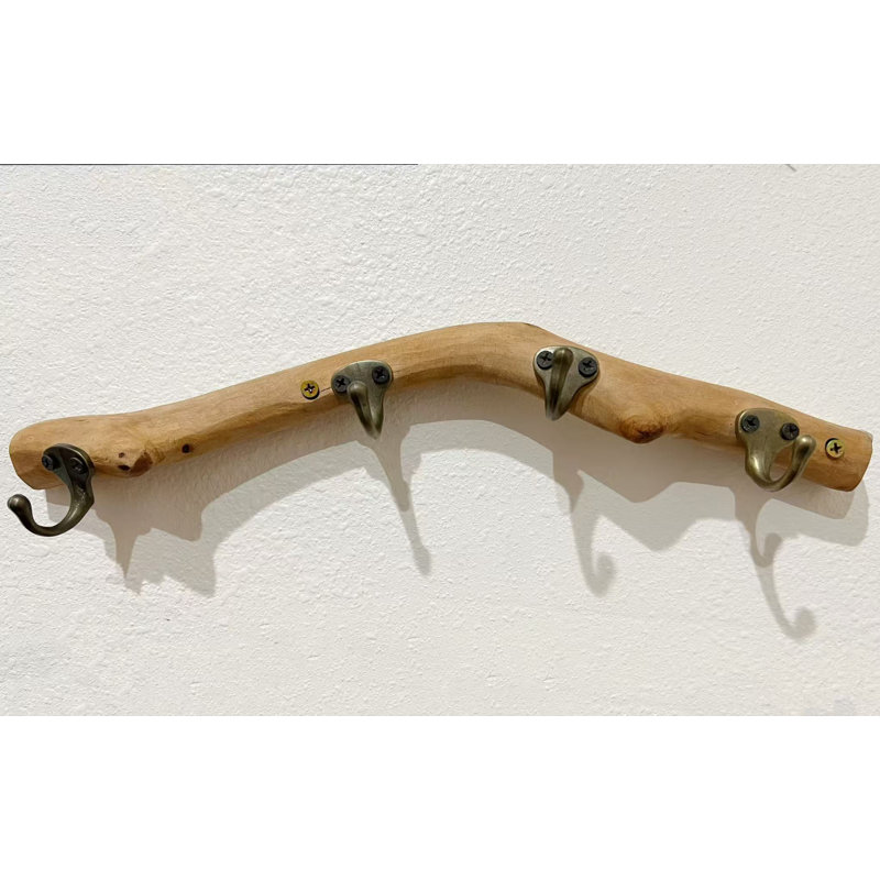Crochets muraux rustiques en bois S&Z, H 5 po x l 16 po x P 1,25 po