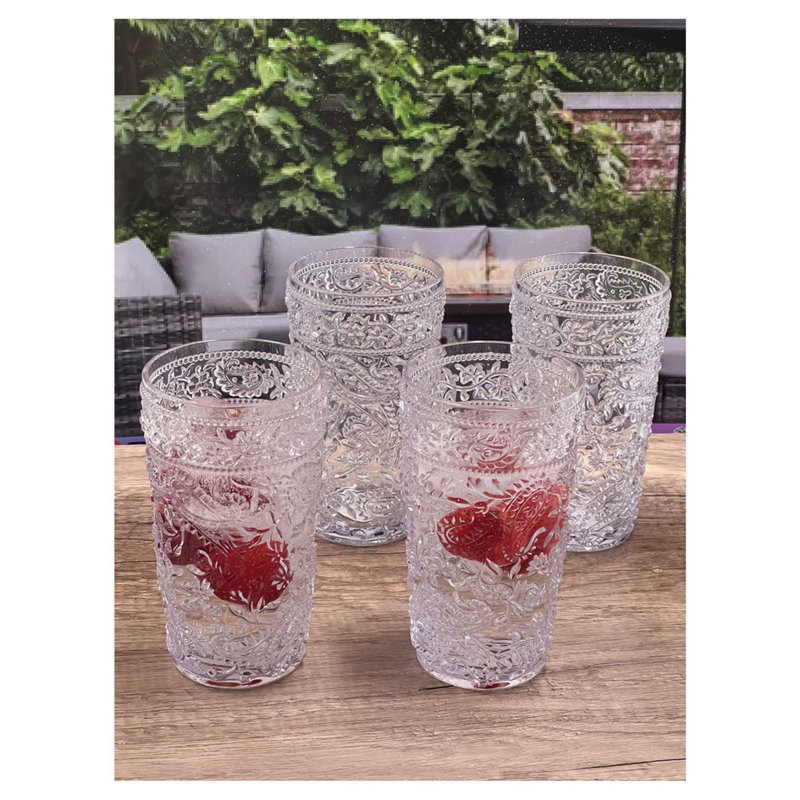 Verres à motif cachemire en acrylique, 17 oz liq., Clair