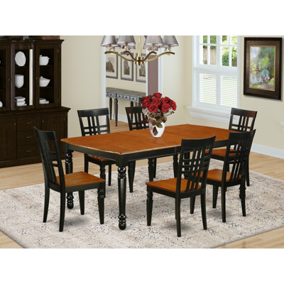 Feasterville 7 - Piece Butterfly Leaf Rubberwood Solid Wood Dining Set by Canora Grey