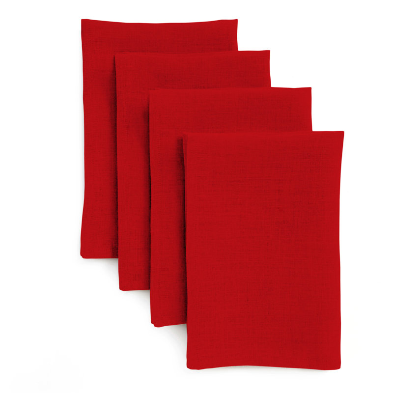 100% Pure Linen Dinner Napkins - Fete, Red