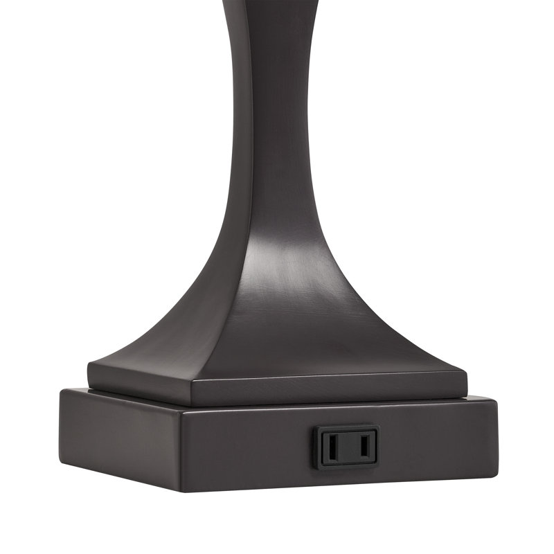 Idolina 25.62" USB Bedside Table Lamp Set with Bulbs, Bronze