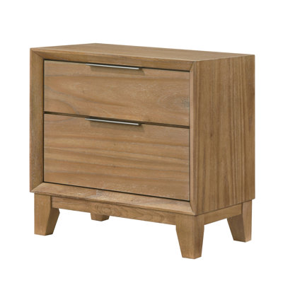 1Pc Contemporary 2-Drawer Nightstand Natural Wood Finish Wooden Furniture