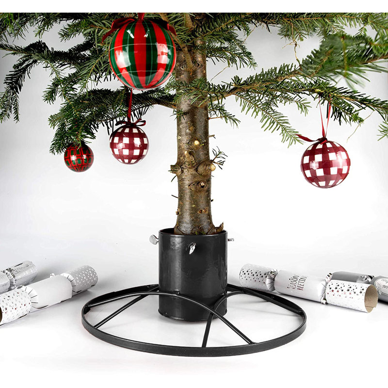 Steel Live Tree Stand For Max. Tree Height 3.1 - 3.6m, 15.5cm H x 40cm W x 40cm D, Black
