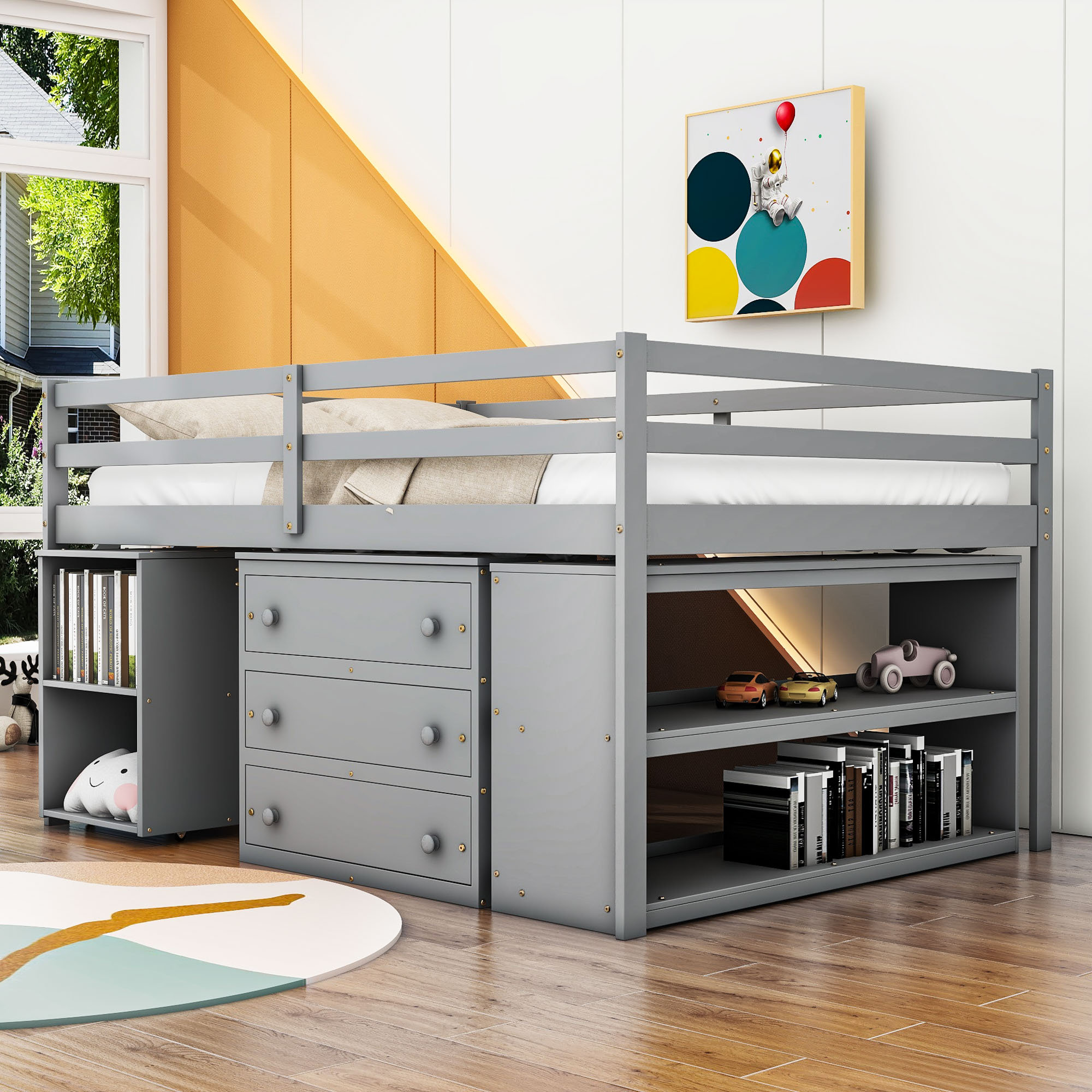 Harriet Bee Jandi 3 Drawer Platform Loft Bed with Built-in-Desk by Harriet Bee & Reviews | Wayfair