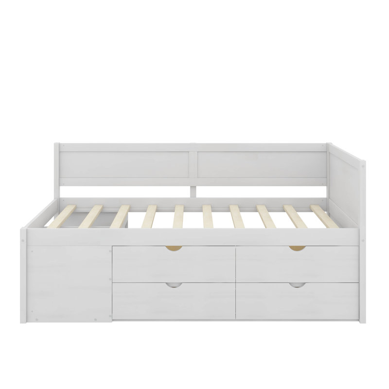 Lit de jour avec tiroirs et tablettes, Lit simple, Blanc