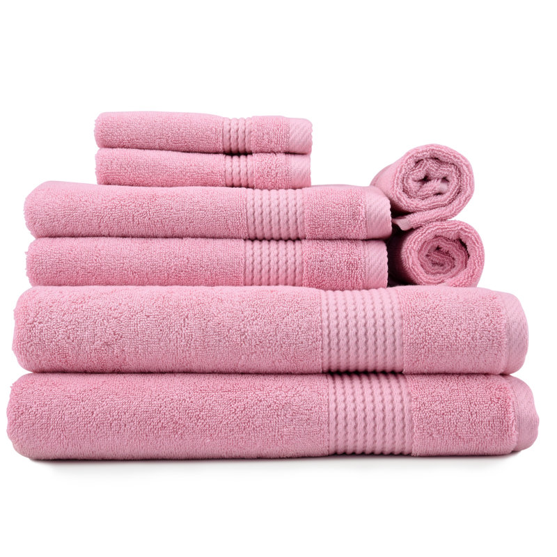 Ensemble de serviettes en coton turc 8 pièces Adlena, Rose