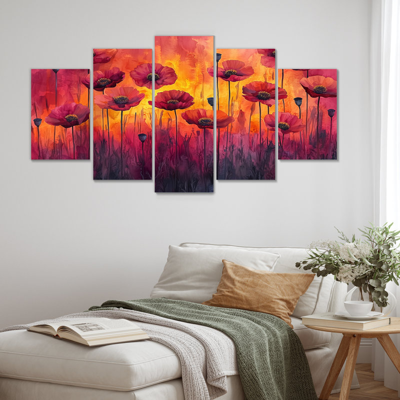 Alan - coquelicots, art mural traditionnel sur toile, diamant