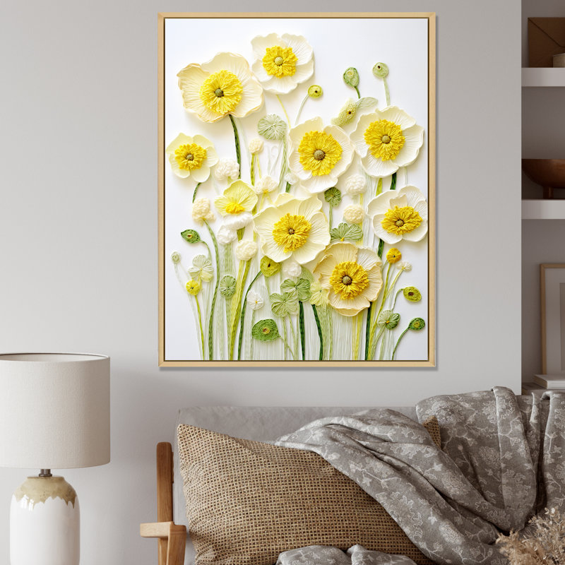 «Buttercups Minimalisme Dream I», Cadre naturel flottant, H 20 po x l 12 po x P 1 po