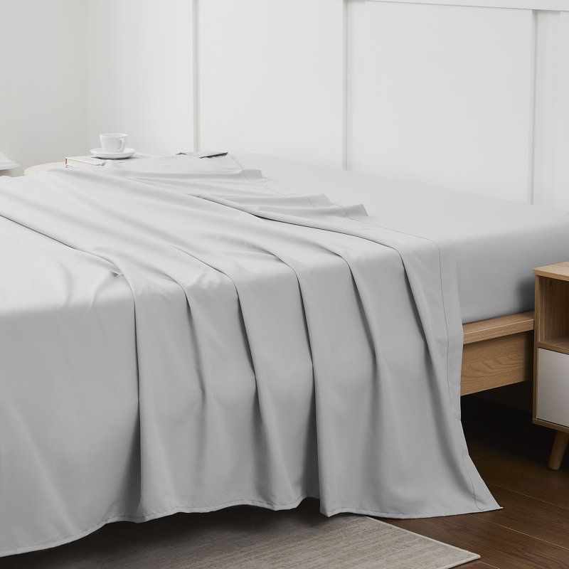 Single Flat/Top Sheet Only, Ultra Soft Double Brushed Microfiber, Twin Flat Sheet, Silver