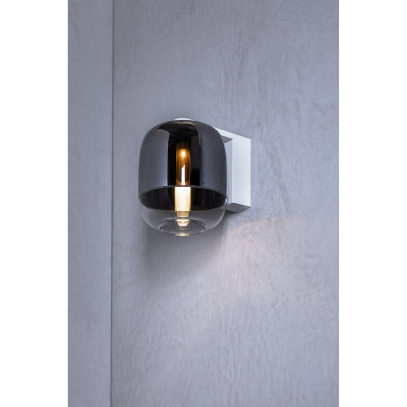 Gong Steel Armed Sconce, Silver, Matt White