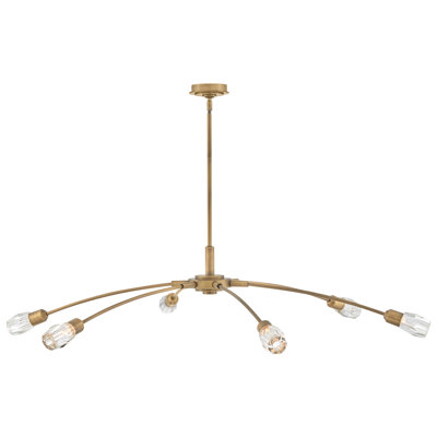 Atera Six Light Single Tier Chandelier w/ Faceted Clear Crystal Glass Shades