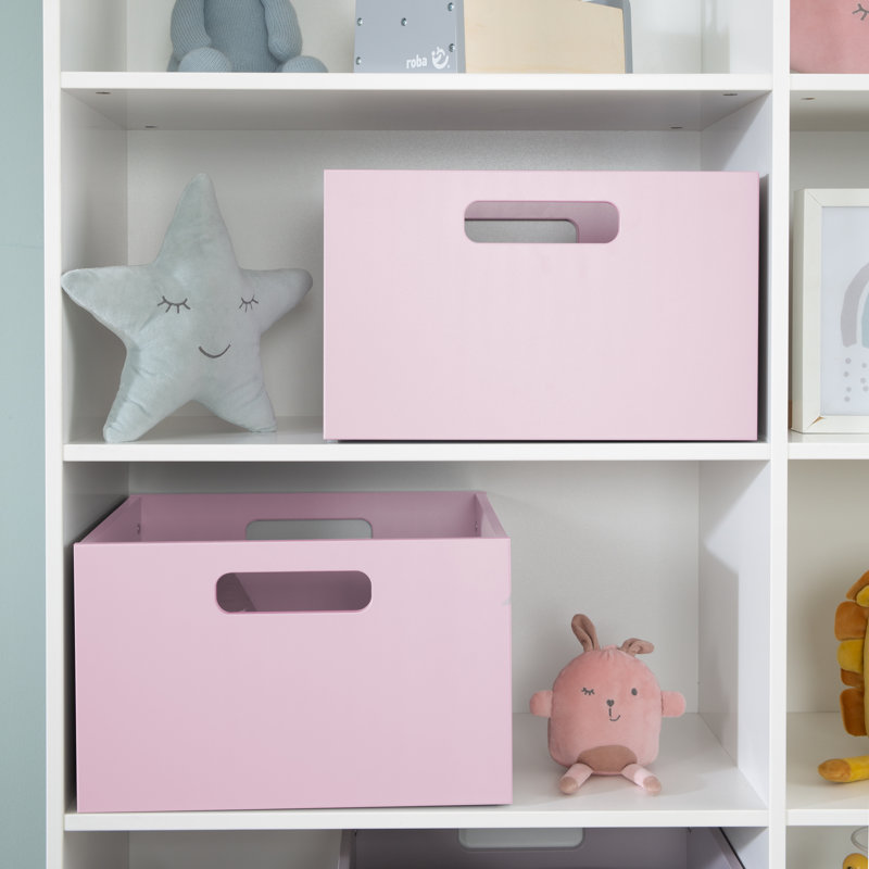 Roba Wooden Toy Box, Antique pink and pink