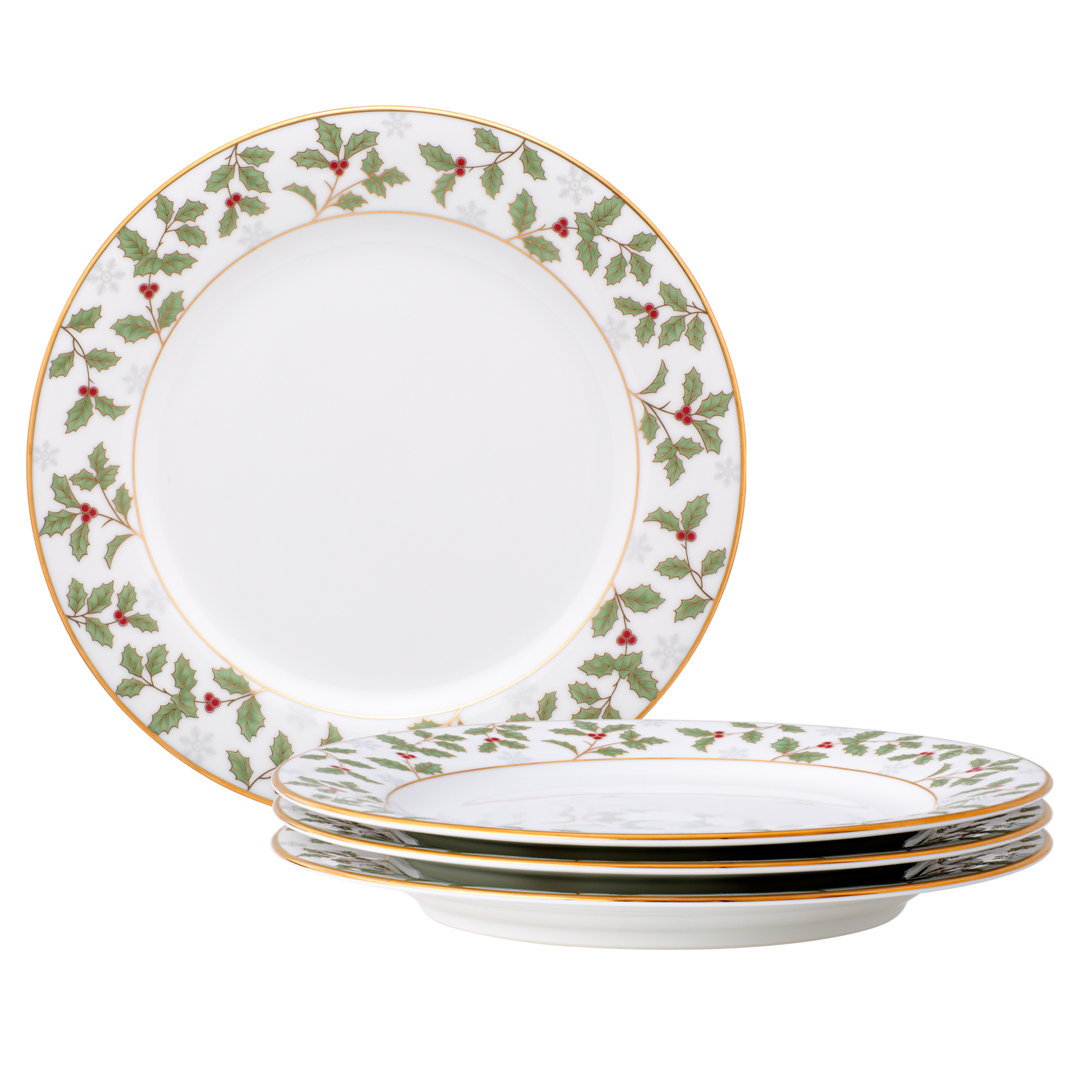 Noritake Holly & Berry Gold Set Of 4 Salad Plates, 8-1/4" (Set of 4) Noritake