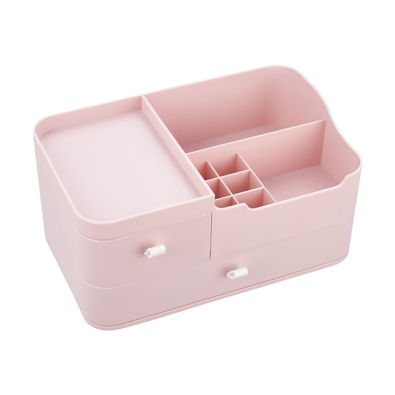 Pink Plastic Desktop Makeup Storage Organiser