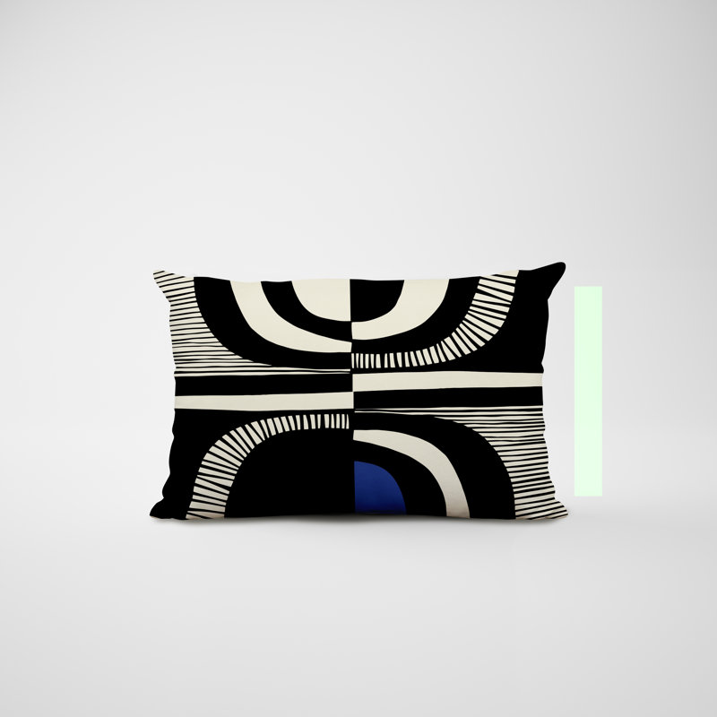 Housse et insert de coussin rectangulaire intérieur / extérieur en polyester / mélange de polyester Chamu, Bleu marine