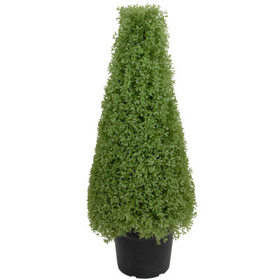 Artificial Boxwood Cone Topiary Tree with Round Pot Unlit