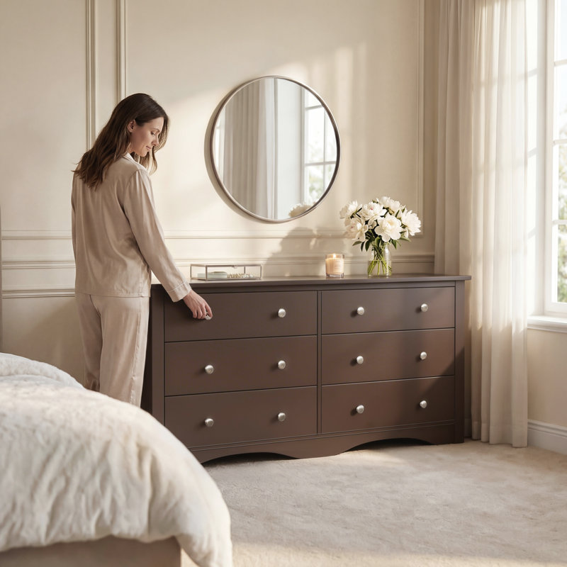 Commode de chambre à coucher avec 8 tiroirs Conanso, tour de rangement avec bacs en tissu, noir, Brun