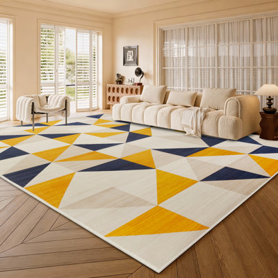Abstract Machine Printed Shag Area Rug