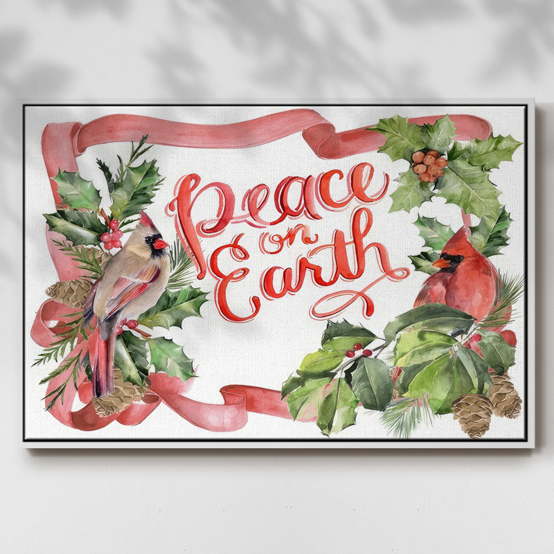 Cardinal Holly Christmas Collection A, H 17 po x l 25 po x P 1,5 po, Cadre blanc